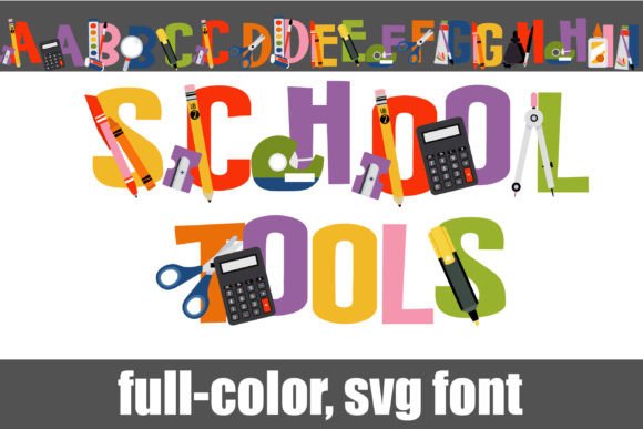 School Tools: A Playful Full-Color Font for Creative Projects